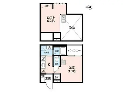 LOUP DE MER 堀田ルードメール(ワンルーム/1階)の間取り写真