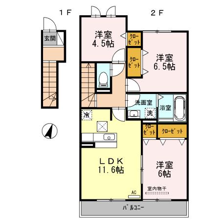 グランドゥール(3LDK/2階)の間取り写真