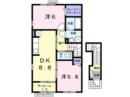 ポライトリ- KI(2DK/2階)の間取り写真