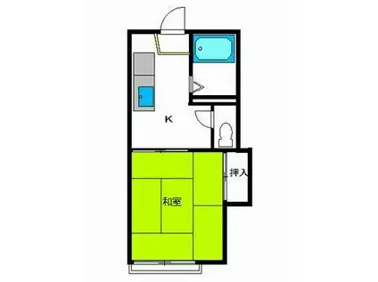 三つ石ハイツ(1K/2階)の間取り写真