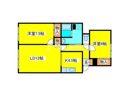 プレステージM真栄(2LDK/2階)の間取り写真