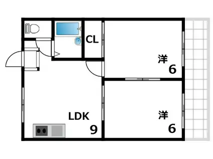 第二ハイツ中山(2DK/4階)の間取り写真