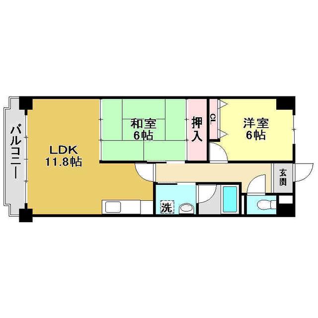 サンハイツ上町(2DK/3階)の間取り写真