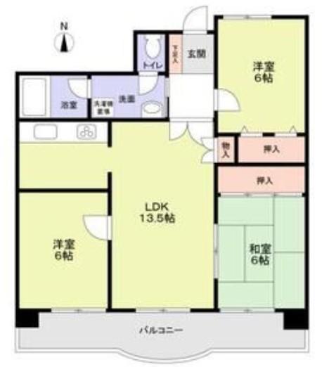 ジーオー第7藤ヶ丘マンション(3LDK/6階)の間取り写真