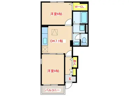 サンフェアIII(2DK/1階)の間取り写真