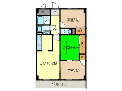 ハイツゴールド(3LDK/2階)の間取り写真