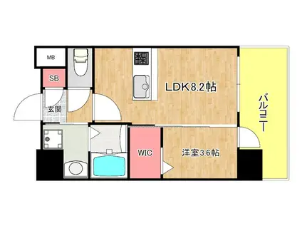 エステムコート難波ウエスト-SIDEVIIIエクシーナ(1LDK/4階)の間取り写真