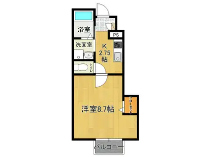 WOODSTOCK(1K/1階)の間取り写真