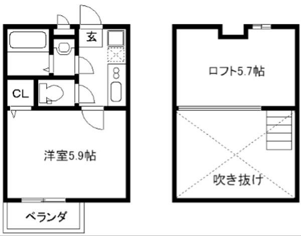 ロフティ四条大宮(1K/2階)の間取り写真