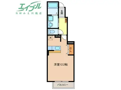 セレーノキヨ(ワンルーム/1階)の間取り写真