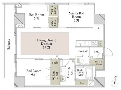 スカイテラス南大塚(3LDK/9階)の間取り写真