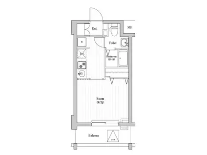 レジデンス鶴間駅前(1K/9階)の間取り写真