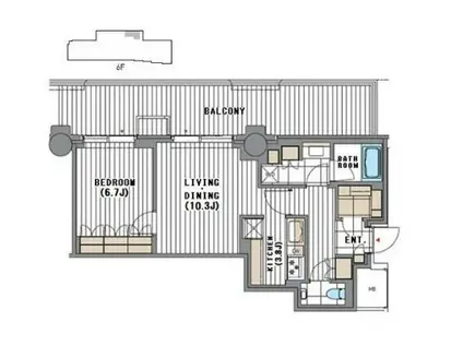 麻布台ヒルズ ガーデンプラザレジデンス(1LDK/6階)の間取り写真