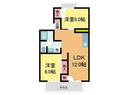 セジュール安倉B(2LDK/1階)の間取り写真