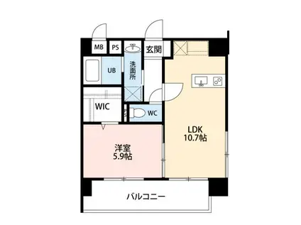 免疫ビルEXCIA II(1LDK/2階)の間取り写真