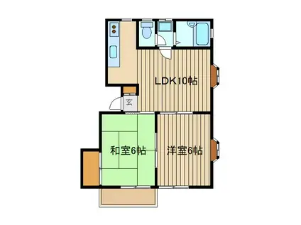 コーポ南(2LDK/2階)の間取り写真