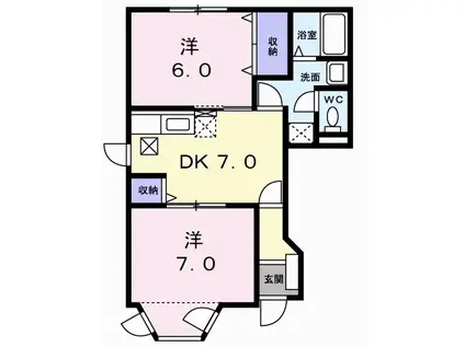 クレアールI(2DK/1階)の間取り写真