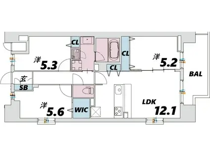 スプランディッド大阪NAMBA LINE旧スプランディッドXIイレ(2SLDK/13階)の間取り写真