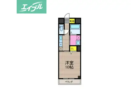 ソレイユ南中央町(1K/7階)の間取り写真