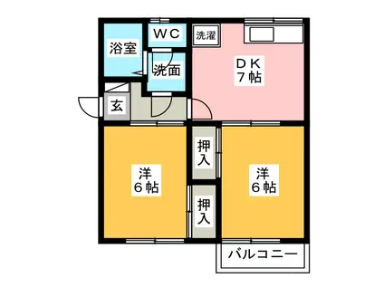 ルネッセミツイシ田村(2DK/2階)の間取り写真