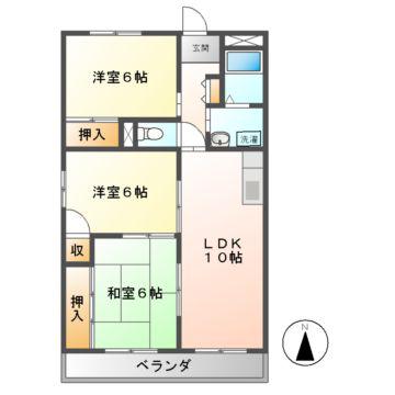 6清邦ビル(3LDK/3階)の間取り写真