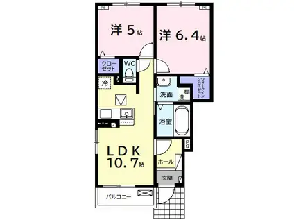 ドリーマーI(2LDK/1階)の間取り写真