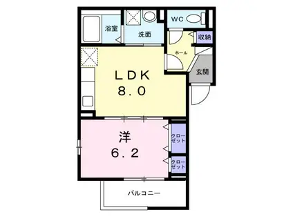 ティーダヒルズ(1LDK/3階)の間取り写真