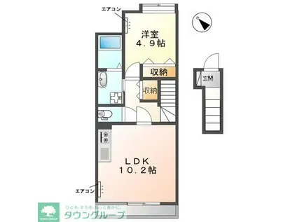 エクセレント南柏(1LDK/2階)の間取り写真