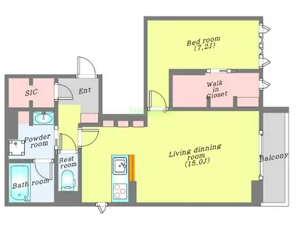 フロレスタ堤通雨宮(1LDK/3階)の間取り写真