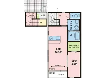 MIYABI(1LDK/2階)の間取り写真