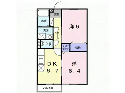 リバティツインI(2DK/2階)の間取り写真