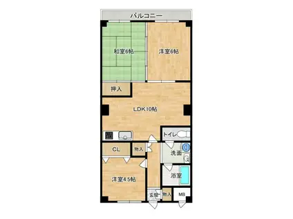 リバティ勝原(3LDK/4階)の間取り写真