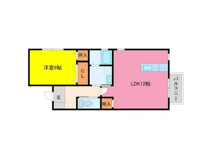 リーベン・ヴィーヴルII(1LDK/1階)の間取り写真