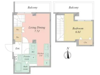 トゥール・ブラン(1LDK/4階)の間取り写真