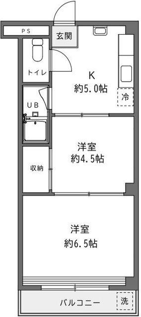 西東ハイツ南野(2DK/2階)の間取り写真
