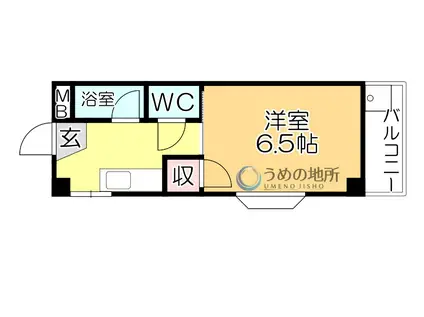 セゾンドミール(1K/3階)の間取り写真