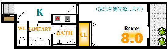 クリーンハイムII(1K/1階)の間取り写真