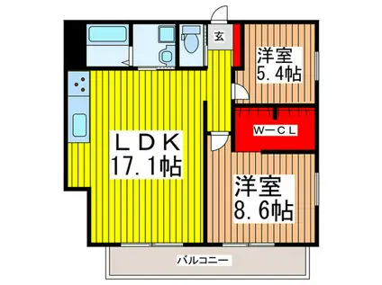 ブルーテラス新都心(2LDK/3階)の間取り写真