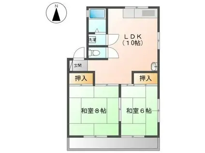 かわせみハウス(2LDK/2階)の間取り写真