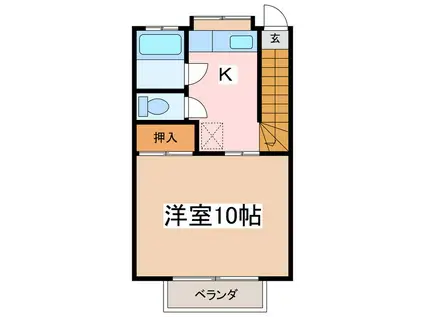 アンサンブル榑木B(1K/2階)の間取り写真