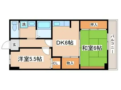 ラール山下(2DK/3階)の間取り写真