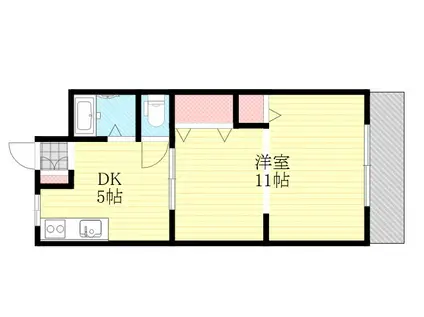 山尾第一マンション(1LDK/2階)の間取り写真