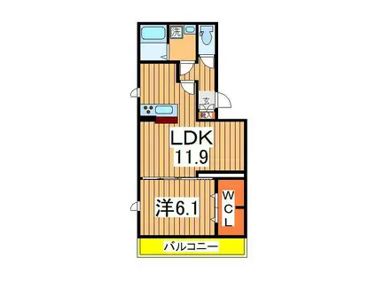ノールメゾン南流山Ⅱ(1LDK/1階)の間取り写真