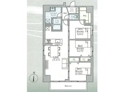 DAIWAグレイスメゾンKAMEIDO(3LDK/6階)の間取り写真