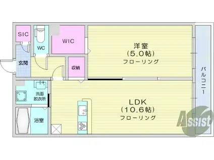 アビタシオン広瀬米ケ袋(1LDK/1階)の間取り写真
