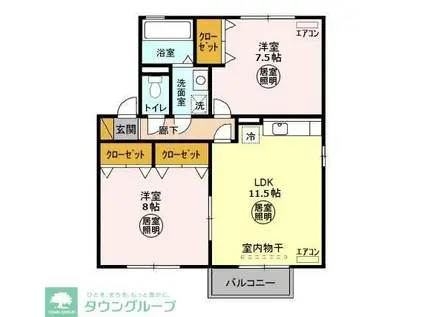 リビングタウン野田A・B・C(2LDK/2階)の間取り写真