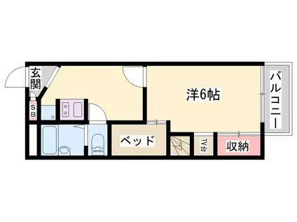 ドミール中島N(1K/1階)の間取り写真