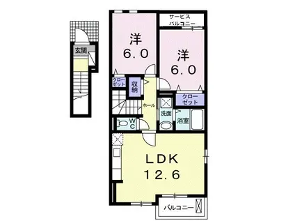セレーノ光II(2LDK/2階)の間取り写真