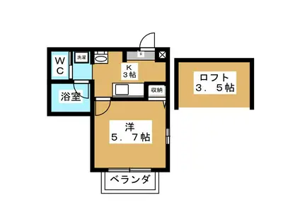 プリュジュール(1K/2階)の間取り写真