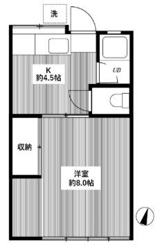 ハイム宮仲(1K/1階)の間取り写真